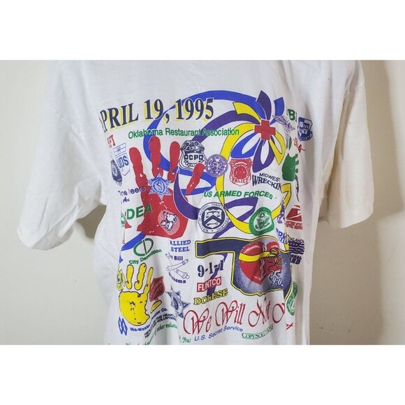 Vintage 1995 Oklahoma City Memorial T-Shirt Large By Fruit Of The Loom Cotton Si - Picture 2 of 9